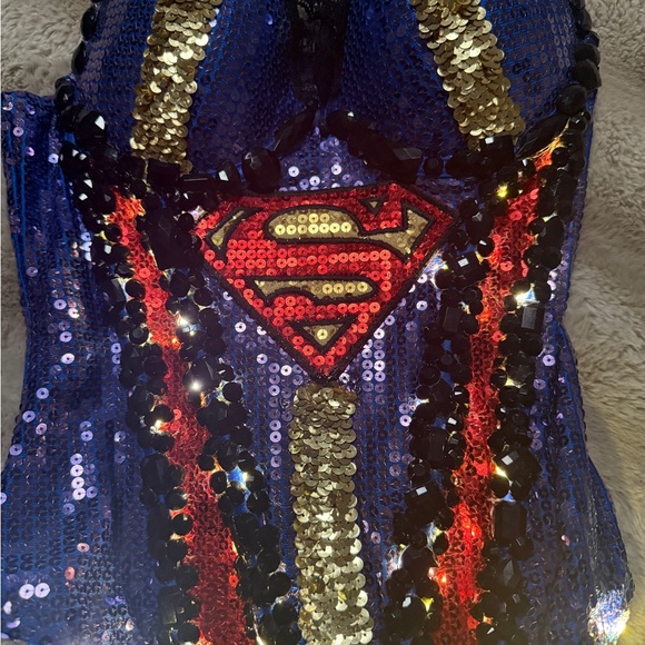 LED Halloween Costume Corset, Supergirl, Superhero, Size M, Sequins, Top, - Picture 11 of 16